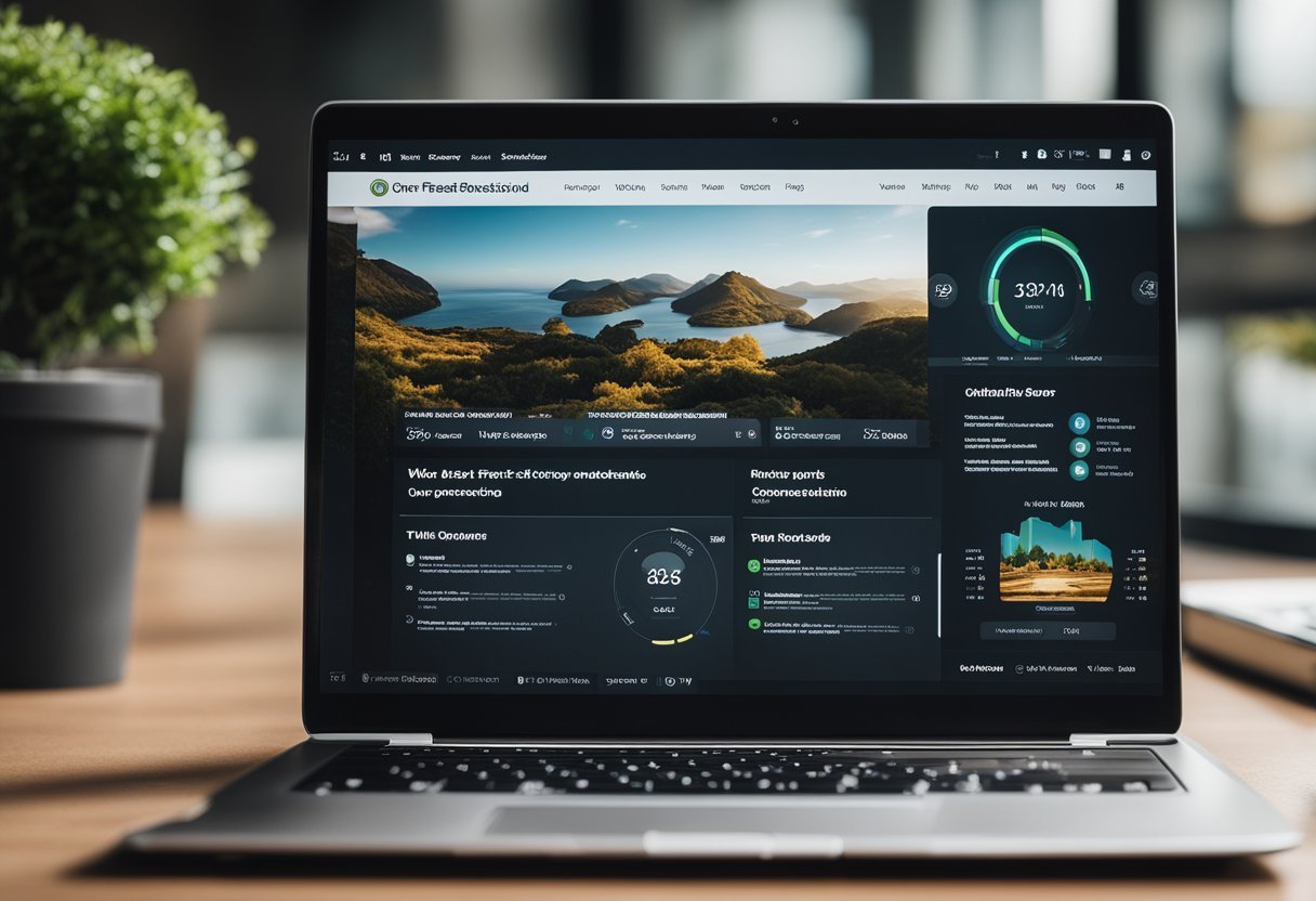 Um laptop exibindo um painel do WordPress com a interface do plugin Fast Web Stories aberta, mostrando o recurso de geração automática de histórias na web.